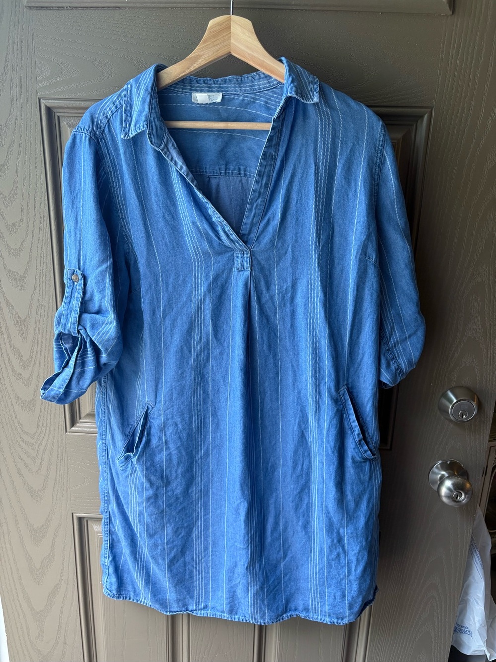 Blue V-Neck Chambray Dress size Medium
